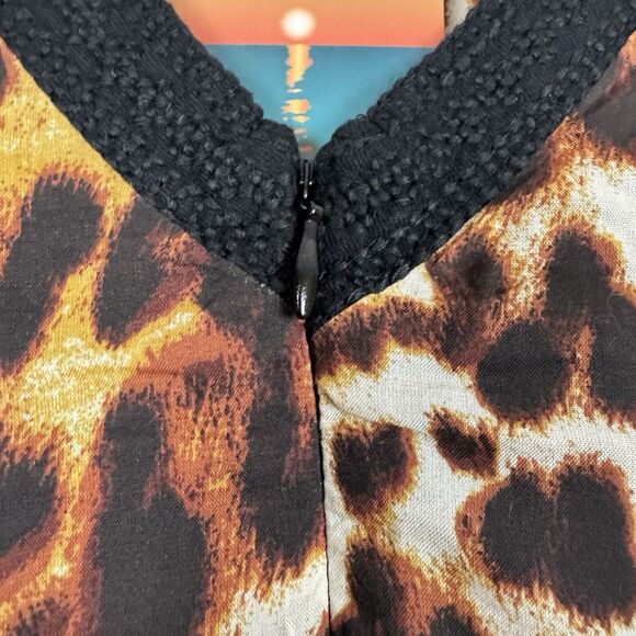 NWT Kate Landry Zip Front Caftan Beach Dress Novelle Peach Animal Print - Picture 9 of 11